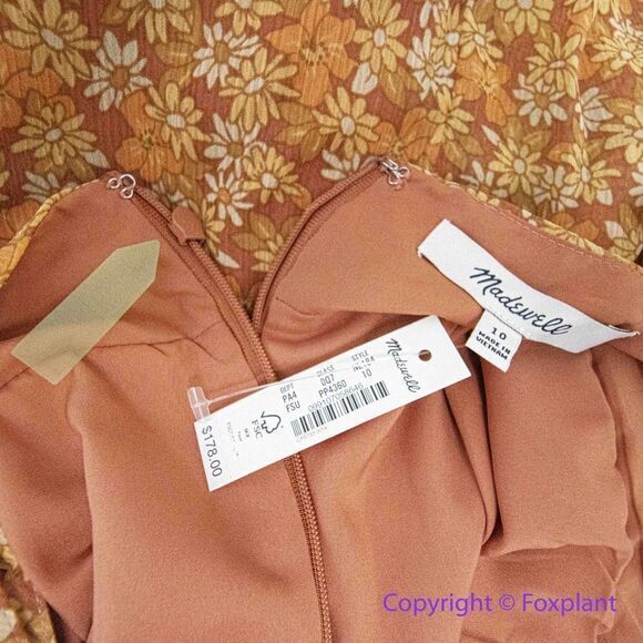 New! Madewell *flawed* Georgette Ruffle-Sleeve Tiered Midi Dress Daisy Meadow 10 - Picture 11 of 16